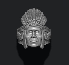 originaire américain indien bague tête bijoux nature obj rhinocéros ouest sauvage indiens tribu plaines chasse amérique zbrush rituel aborigène anneaux masculin 3d print model - Mito3D