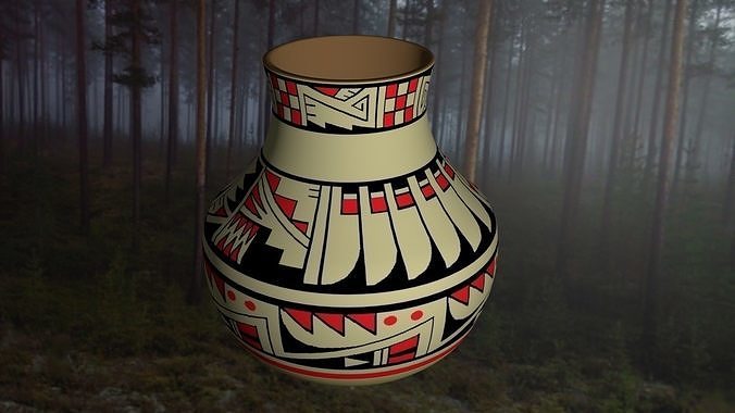 yerli Amerikan çanak çömlek 2 amerikan çömlekçiliği kil tencere konteyner vazo nostaljik sürahi mobilya mutfak ev yemek 3D print model - Mito3D