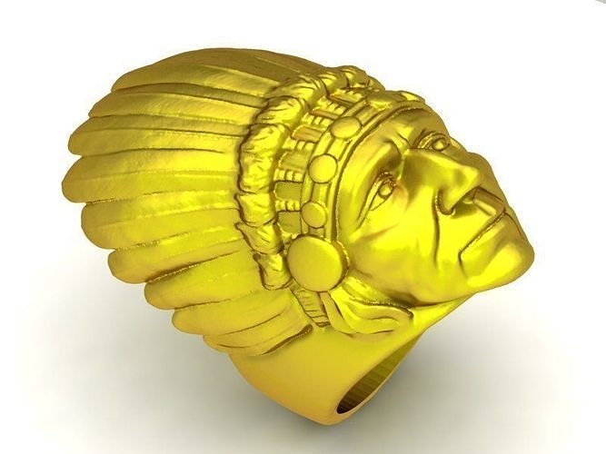 yerli Amerikan savaşçı yüzük 2827 takı moda Aksesuarlar altın elmas adam erkekler yeni tasarım yüzükler 3D print model - Mito3D