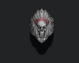 nativo cráneo anillo america indios hao cazar flecha arco aborigen salvaje motociclista hueso joya joyería hombres obj calavera anular skul zbrush scul anillos 3d print model - Mito3D