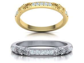 Natur inspiriert Diamant Hochzeit Ring Design Band Ringe Jahrestag Mode druckbar brillant USA Vereinigtes Königreich Kanada 3d print model - Mito3D