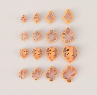 nature polymer cutter set clay organic natural form fashionable earrings minimalism shape jewell jewelry earring fashion art stamp fondant printing embosser doh 3d print model - Mito3D