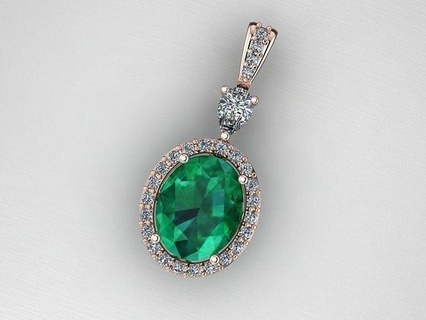 collo luce gioielleria splendente collana gemma oro lusso Smeraldo ovale collane 3d print model - Mito3D