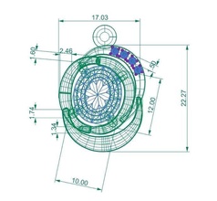 collana oro argento bersaglio illustrazione simbolo freccia palla forma bullseye geometrico stampabile sferica giavellotto pianeta tecnologia scienza tavolo metamorfosi gioielleria collane 3d print model - Mito3D