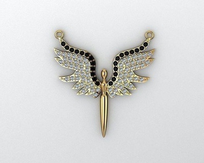 necklace angel pendant printable silver gold pendants jewelry woman jewelri gem diamond wing jewellery wings brilliant fairy necklaces 3d print model - Mito3D