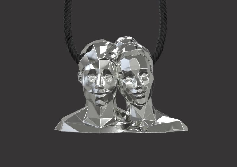 Halskette junge Mädchen low-poly Schmuck gem sterling Silber low poly Kunst bedruckbar ist Skulptur drucken die Büste Mode-Schönheit Mode Anhänger engagement vintag Halsketten 3D print model - Mito3D