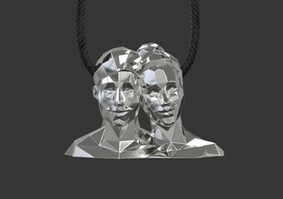 kolye erkek, kız, poly düşük takı gem sterling Gümüş sanat yazdırılabilir heykel baskı büstü moda güzellik nişan vintag 3d print model - Mito3D