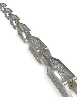 necklace chainlink gems v6 chain link bracelet jewelry gold silver printable gem diamond jewel jewellery necklaces cuban 3d print model - Mito3D