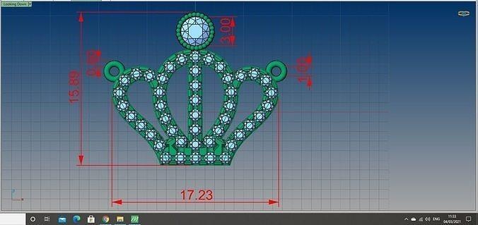 Collier couronne diamants bijoux conception pendentif art or diamant argent stl colliers 3d print model - Mito3D