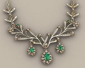collar de diamantes y esmeraldas la joyería el los las oro exclusivo diseño diamante gemas collares 3d print model - Mito3D