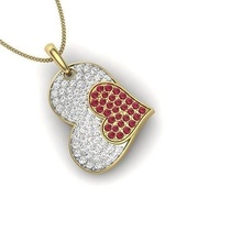necklace pendant 3dm stl render jewellery printable gem diamond gold silver wedding jewel heart jewelry sterling white brilliant platinum luxury precious pendants 3d print model - Mito3D