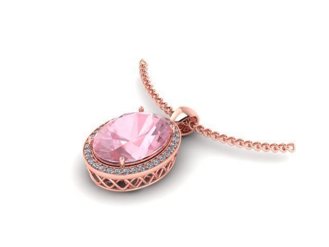 necklace pendant oval jewelry diamond necklaces 3D print model - Mito3D