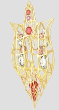 collar colgante pendiente oro joya joyería diamante boda brillante swarovski cristal aristocrático refinado bohemio imitación collares rubí orgánico forma diseño 3d print model - Mito3D