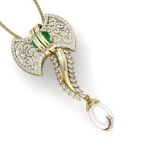 necklace print model 3d pearl emerald pendant printable stl jewelry gold silver platinum gems gemstone jewel classic women lever brilliant halo diamond pendants 3d print model - Mito3D