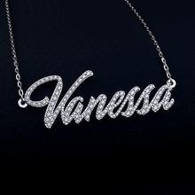 collana vanessa gioielleria oro stampabile diamante pendente lettere personalizzato moda sigla gemma font argento brillante bellezza ciondoli 3d print model - Mito3D