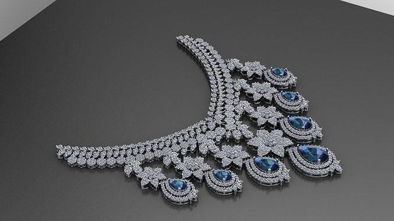 Halskette Zerkon einstellen Schmuck Gold druckbar Silber Diamant Hochzeit Halsketten Juwel Weiß wertvoll 3d print model - Mito3D