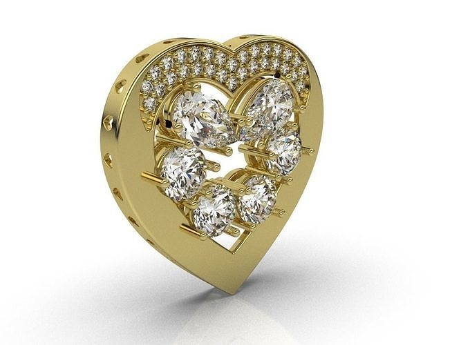 collares corazón joyería joya oro imprimible plata diamante compromiso collar colgante pendiente anillos anillo colgantes diseño Boda Moda pavimentar 3D print model - Mito3D