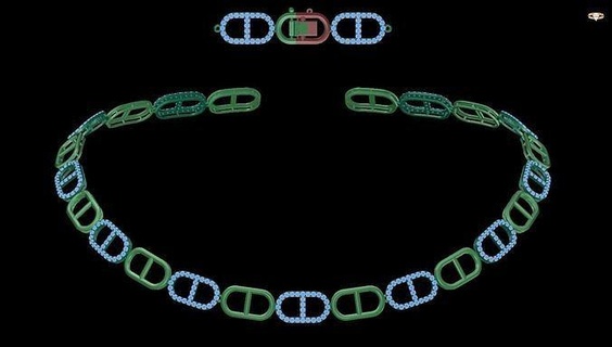 necklaces necklace baguette baguettecuban chain cuban link miami monaco bracelet linkchain gold silver jewel jewellery jewelry 3dprint printable diamond bracelets pongset 3d print model - Mito3D