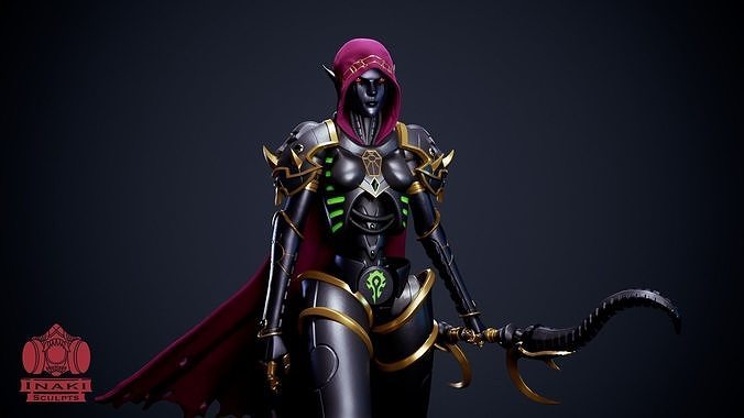 necrón Sylvanas Guau martillo guerra 40k Transversal warcaft mundo Warcraft warhammer40k figura arte fan Patreon juegos juguetes 3D print model - Mito3D