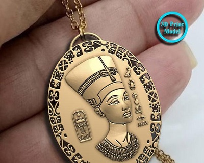nefertiti ancient egypt pendant jewelry gold printable silver bangle 3dsmax metal copper prototype printing milling casting pharaonic bracelets necklaces pendants 3d print model - Mito3D