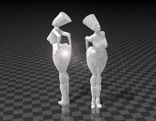 néfertiti paire of figurines figure mode science porter corps femme statue égyptien egiptien sculpture destination art sculptures 3d print model - Mito3D