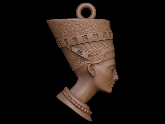 nofretete anhänger kunst skulptur mode uralt statue halskette schmuck büste frau mädchen porträt ägypten ägyptisch historisch 3d print model - Mito3D