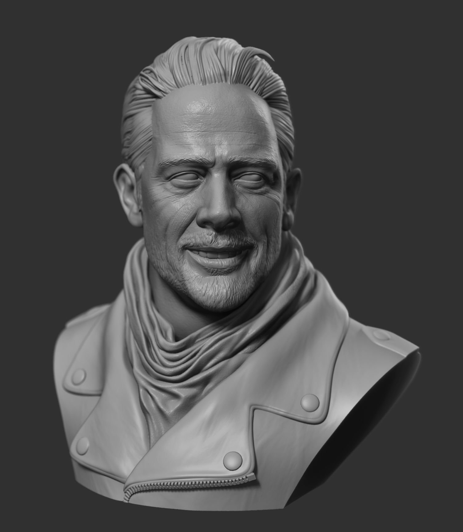 negan caminhando morto cabeça fracasso escultura homem semelhança twd mortos caminham jeffreydeanmorgan 3dprint realista vilão monocromático líder arte highpoly dizimado esculturas 3D print model - Mito3D