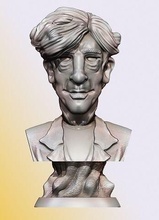 neil gaiman büste karikatur schriftsteller kunst sandmann koralle amerikanisch götter literatur gesicht kopf zahl statue skulptur hobby diy 3d print model - Mito3D