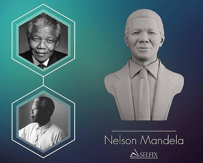 Nelson Mandela 3d escultura retrato estátua cara homem Presidente arte esculturas sul África 3d print model - Mito3D