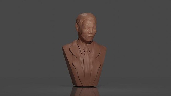 nelson mandela bust madiba 3d high poly highpoly 3dart 3dprint sculpture render statue portrait politician art sculptures 3d print model - Mito3D