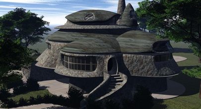 neo home fantasy house art casa le strutture paesaggio sifi fantasia esterni architettonici esterno i vertici monete distintivi 3d print model - Mito3D