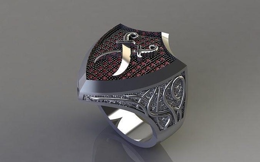 neo man ring model36 jewelry silver micro gem sword shield jewel jewellery gold diamond design luxury rings 3d print model - Mito3D
