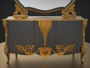 neoclásico consola mesa espejo cnc enrutadores stl madera alivio mecanizado arquitectura diseño mueble cuadro clásico adornos hoja casa 3d print model - Mito3D