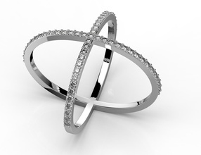 néoclassique bague croix bijoux de la l'anneau classique en diamant imprimable d'argent belle les diamants blanc or livre sterling mode beauté l'engagement joyau mariage anneaux simple 3d print model - Mito3D