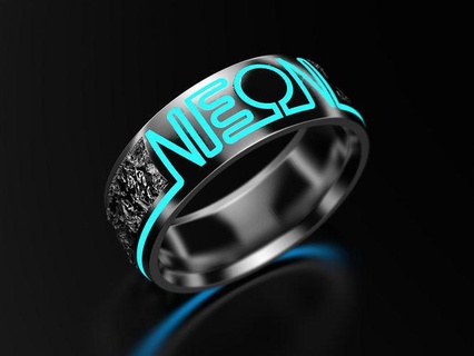 neon ring craft glowing enamel rings jewel texture steel silver gold sterling nature design art 3dprinted model 3d print printing prototyping jewelry 3d print model - Mito3D