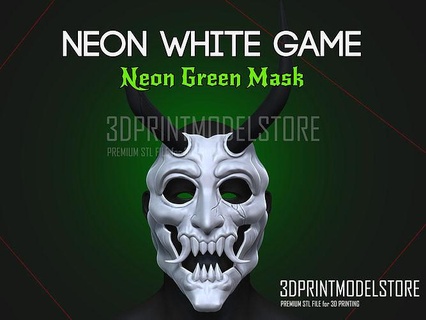 neon beyaz yeşil maske cadılar bayramı Kostüm oyunu oyun kask Japonya Japonca Kitsune korku kostüm oyunlar oyuncaklar 3d print model - Mito3D