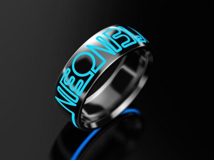 neonblue craft glowing neon enamel rings jewel texture steel silver gold sterling nature design art 3dprinted model 3d print printing prototyping jewelry 3d print model - Mito3D