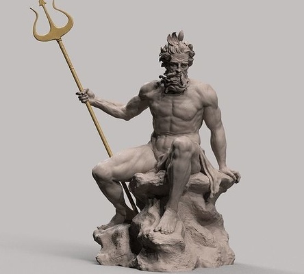 neptune sculpture art interior decoration statue poseidon deco greek sculptures 3d print model - Mito3D