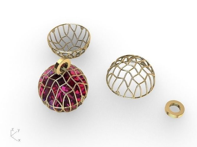 net bead ball stl verified jewellery jewelry printable diamond ring fashion prototyping 3d cad stylish design pendant gold jali designer oval pendants 3D print model - Mito3D