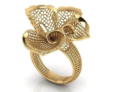 internet Projeto Jaali anel joalheria argolas ouro imprimível jóias padronizar colar prata rede flor Punasaraj flowerring moda 3d print model - Mito3D