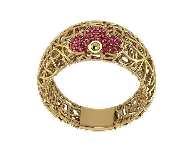 Netz Ring Schmuck Gold Luxus Juwel Silber Diamant Weiß brillant Mode Schönheit Saphir Platin Rubin 3D print model - Mito3D