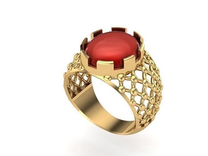 red anillo patrón pescar cabujón drogadicción Joyería fina atractivo anillos matrimonio moderno Moda oro personalizado tradicional anghuti perla mujer llamativo joyería joya 3d print model - Mito3D