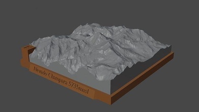 nevado champaña montaña paisaje volcán terreno ambiente naturaleza fotogrametría elevación dem ciencias 3d print model - Mito3D