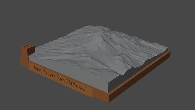 nevado Sara montaña paisaje volcán terreno ambiente naturaleza fotogrametría elevación dem Ciencias 3d print model - Mito3D