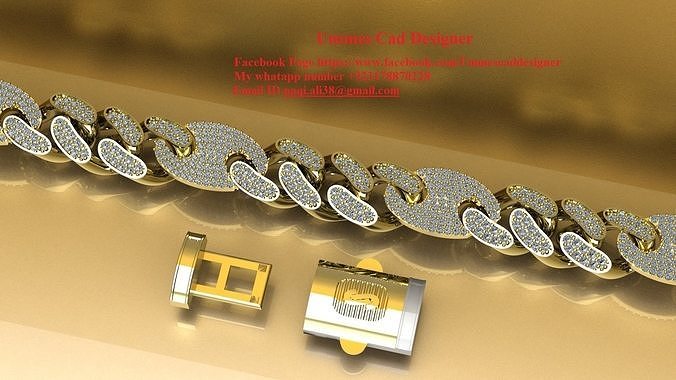 cubano collegamento gioielleria oro catena braccialetti 3D print model - Mito3D