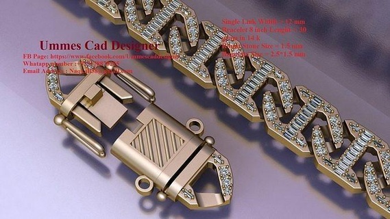 Nouveau cubain lien chaîne bijoux or bracelet bracelets 3d print model - Mito3D