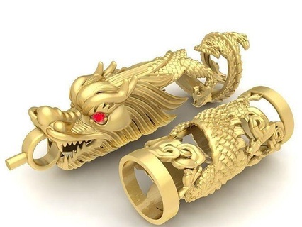 new diamond gold dragon warp leather necklace bracelets 3613 jewelry fashion accessories man men design fengshui necklaces 3d print model - Mito3D