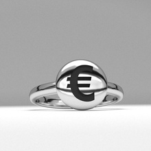 nouvelle mode ronde euro signe de l'argent bijoux bague 3d imprimable l'anneau emoji modèle la les enfants joyau le diamant gem drôle beautyfull états-unis l'engagement anniversaire mariage anneaux 3d print model - Mito3D