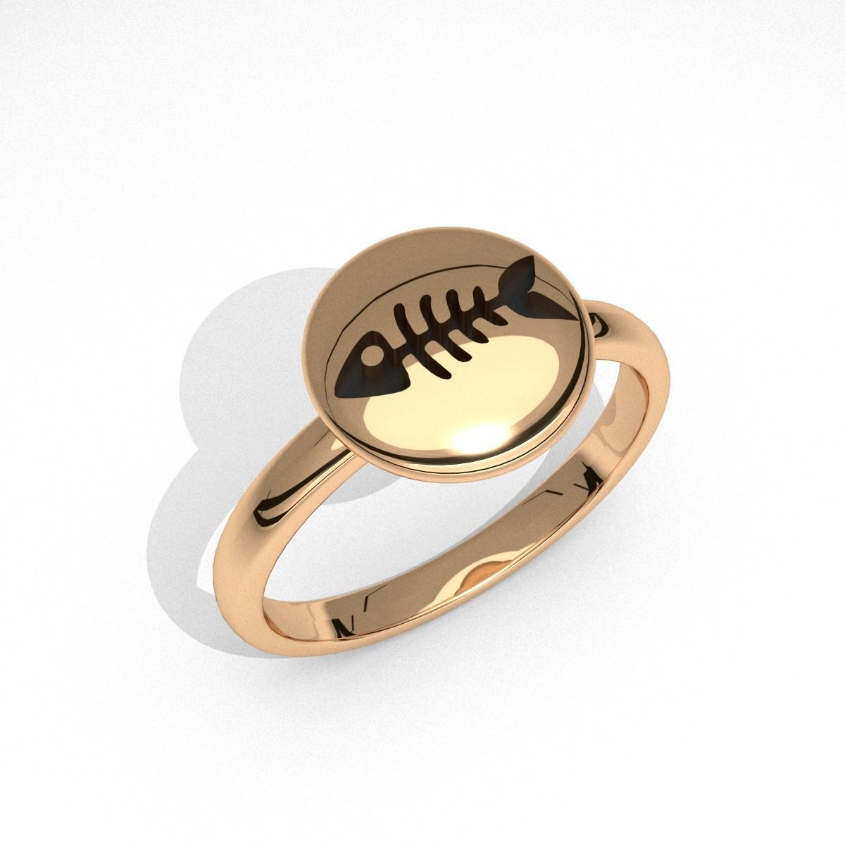 nuova moda rotonda scheletro di pesce gioielli anello stampabile emoji 3d modello ragazzi gioiello diamante gemma divertente bellissimo usa fidanzamento anniversario matrimonio elegante anelli 3D print model - Mito3D