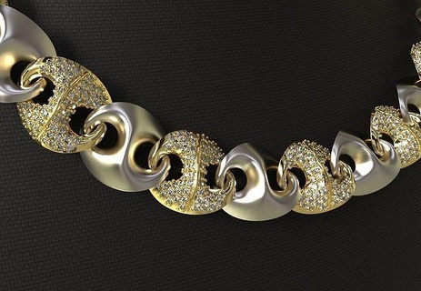modello cubano catena collegamento gioielleria collana lusso oro moda prezioso diamante pendente braccialetto ciondoli accessorio collane argento gemma 3d print model - Mito3D